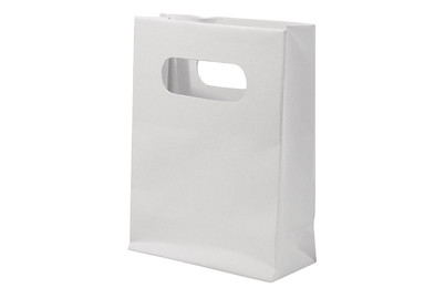 Image of Papp. Papiertasche weiss, FSC 100%, 13x10x4cm, mit gestanzten Griffen bei JUMBO