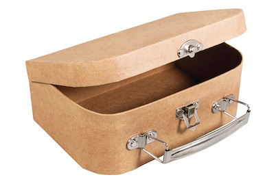 Image of Pappmaché Koffer, FSC Recycled 100%, 18x12x6,5cm, mit Metall-Griff bei JUMBO