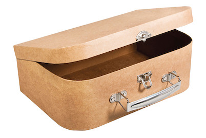 Image of Pappmaché Koffer, FSC Recycled 100%, 24x16x8cm, mit Metall-Griff bei JUMBO