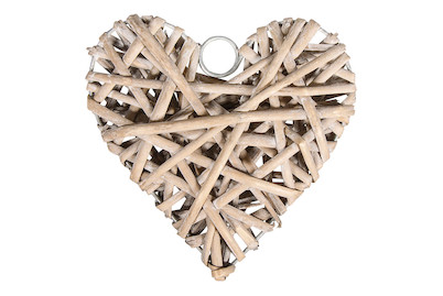 Image of Weidenherz weiss gewischt, 10cm ø, zum Hängen bei JUMBO