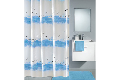 Image of Kleine Wolke Duschvorhang Seaside blau/weiss 180x200 cm bei JUMBO