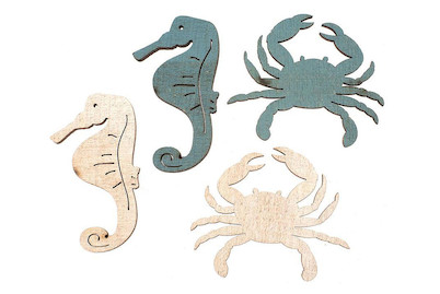 Image of Holzstreuteile Seepferdchen / Krabben 12 St 3 x 4 x 0.4 cm bei JUMBO