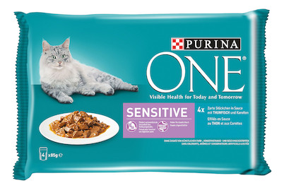 Image of Purina ONE Katzenfutter Sensitive Thunfisch 4x85g bei JUMBO