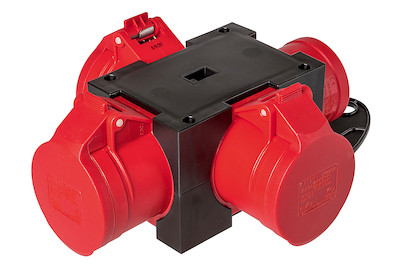 Image of CEE Verteiler 16A 5p 400V, 1x Gerätestecker CEE 16/5 und 3x Steckdose CEE 16/5 bei JUMBO