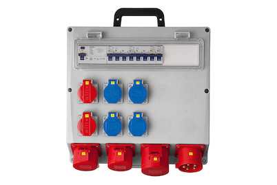 Image of Baustromverteiler bestückt mit Fehlerstromschutzschalter 32A / 30mA bei JUMBO