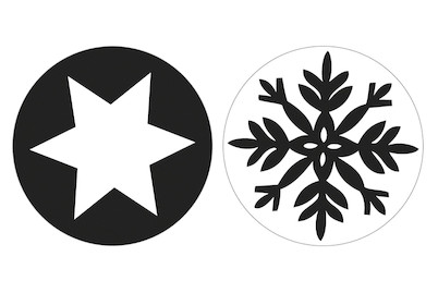 Image of Labels Schneeflocke + Stern, 30mm ø, SB-Btl 2Stück bei JUMBO
