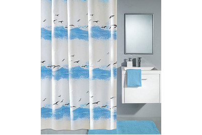 Image of Kleine Wolke Duschvorhang Seaside blau/weiss 240x180 cm bei JUMBO