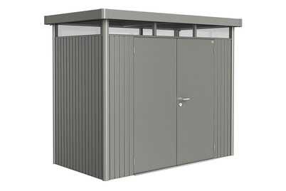 Image of Biohort Gerätehaus HighLine Gr. H1 mit Doppeltüre (275 x 155 cm), stahlblech grau-metallic bei JUMBO