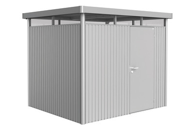 Image of Biohort Gerätehaus HighLine Gr. H3 mit Standardtüre (275 x 235 cm), stahlblech silber bei JUMBO