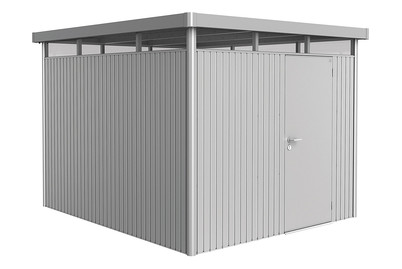 Image of Biohort Gerätehaus HighLine Gr. H5 mit Standardtüre (275 x 315 cm), stahlblech silber bei JUMBO
