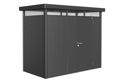 Image of Biohort Gerätehaus HighLine Gr. H1 mit Standardtüre (275 x 155 cm), stahlblech dunkelgrau bei JUMBO
