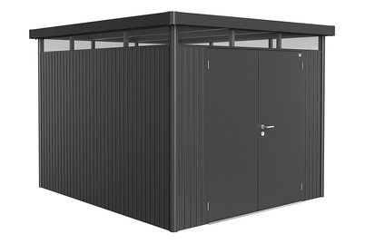 Image of Biohort Gerätehaus HighLine Gr. H5 mit Doppeltüre (275 x 315 cm), stahlblech dunkelgrau bei JUMBO