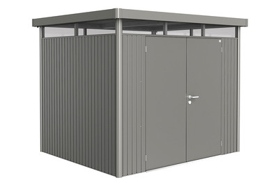 Image of Biohort Gerätehaus HighLine Gr. H3 mit Doppeltüre (275 x 235 cm), stahlblech metallic bei JUMBO