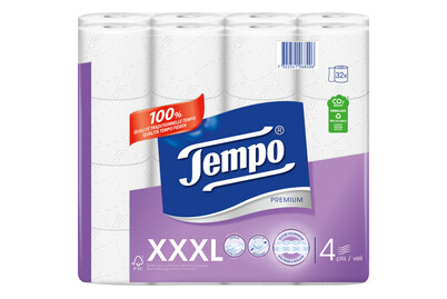 Image of Tempo Toilettenpapier weiss 4-lagig 32 Rollen