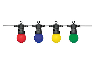 Image of GardenLine LED Party-Lichterkette mit 10 Dekorationslampen in Rot, Blau, Gelb und Grün 10.5m 2.5W inkl. Anschlusskabel