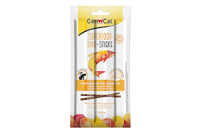 Image of GimCat Superfood Duo-Sticks mit Lachs & Mangogeschmack, 3 St.