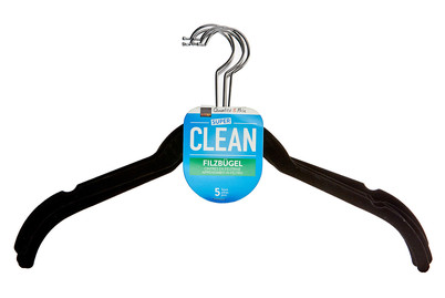 Image of Super Clean Kleiderbügel Filz schwarz, 5 Stück bei JUMBO