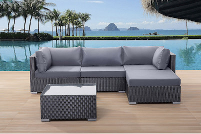 Image of Beliani Lounge Set Rattan schwarz 4-Sitzer Sano bei JUMBO