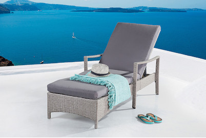 Image of Beliani Gartenliege Rattan grau Auflage grau Vasto bei JUMBO