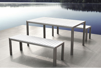 Image of Beliani Gartenmöbel Set Polywood weiss (90x180x75cm) mit 2 Bänken Nardo bei JUMBO