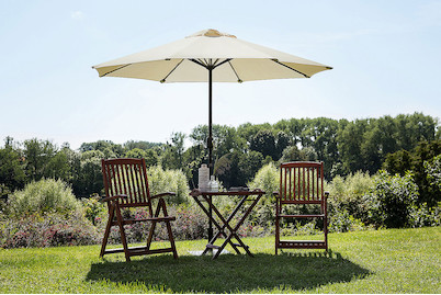 Image of Beliani Sonnenschirm mit LED-Beleuchtung 266cm Rapallo (Alu), grau-beige bei JUMBO