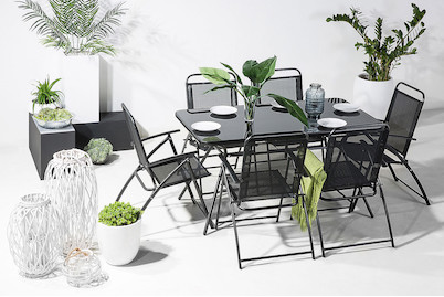 Image of Beliani Gartentisch Stahl schwarz (80x140x73cm) Livo bei JUMBO