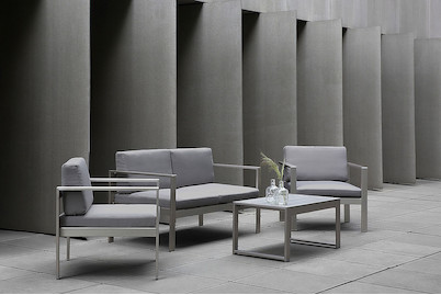 Image of Beliani Gartenmöbel Set Aluminium 4-Sitzer Auflagen hellgrau Salerno bei JUMBO