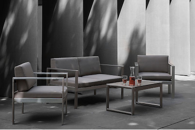 Image of Beliani Gartenmöbel Set Aluminium 4-Sitzer Auflagen dunkelgrau Salerno bei JUMBO