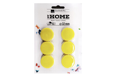 Image of Magnet 6er Set 32mm gelb bei JUMBO