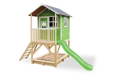 Image of Exit Kinderspielhaus Loft 500 mit Sandkasten und Rutsche, holz grün bei JUMBO