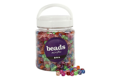 Image of Würfel-Perlen, Mix, Grösse 7x7 mm, Lochg bei JUMBO