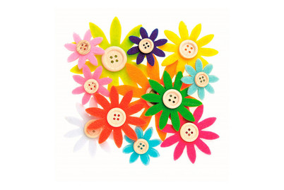 Image of Filzblumen bunt 12 St sortiert 3.5-7 cm bei JUMBO