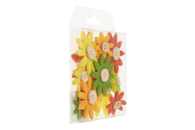 Image of Filzblumen gelb, orange, grün 12 St sortiert, 3.5 - 7 cm bei JUMBO