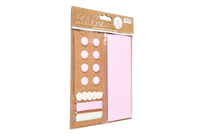 Image of Textil-Set rosa gepunktet 48x48 cm Bänder 3x1m 8 Knöpfe bei JUMBO