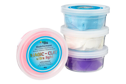 Image of Magic-Clay ultra-light 4x40 g weiss, hellblau, rosa, violett bei JUMBO