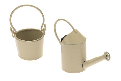 Image of Mini-Gardening Giesskanne und Eimer, creme H: 5 cm bei JUMBO
