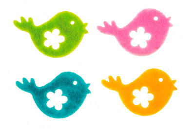 Image of Vögel aus Filz 4 Farben 12 St 40 x 25 mm bei JUMBO