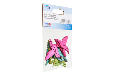 Image of Vögel Holz bunt gemischt 12St 4 cm bei JUMBO