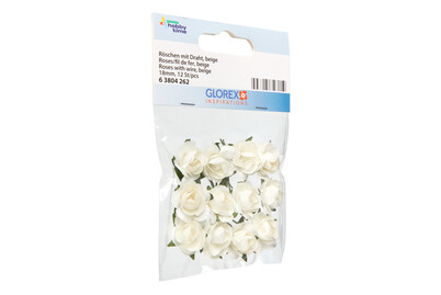 Image of Röschen mit Draht 18 mm 12 St beige bei JUMBO
