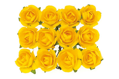 Image of Röschen mit Draht 18 mm 12 St gelb bei JUMBO