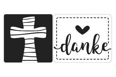 Image of Labels Kreuz +danke, 2,3x2,3cm/2,8x2,4cm, SB-Btl 2Stück bei JUMBO