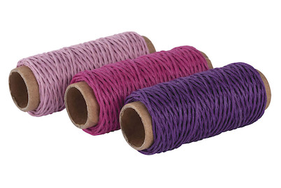 Image of Hanfkordel-Set, 1mm ø, 3 Farben á 12m, SB-Btl 36m, rosa,pink,lila bei JUMBO