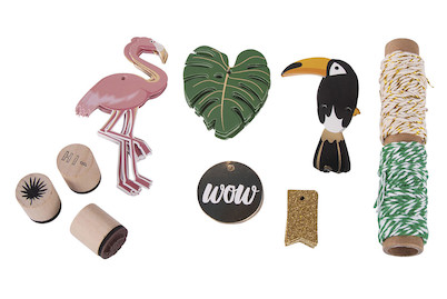 Image of Set-Geschenkanhänger Tropical, Tags+Kordel+Stempel bei JUMBO