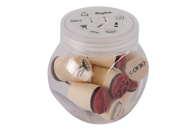 Image of Mini Holzstempel-Set Bbq, 2cm ø, 2,5cm, Box 10Stück bei JUMBO