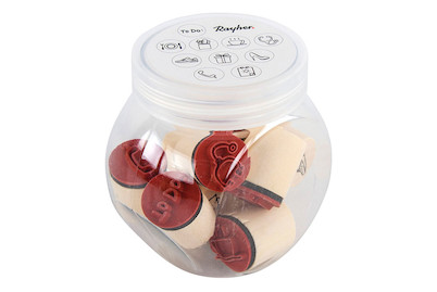 Image of Mini Holzstempel-Set Plan, 2cm ø, 2,5cm, Box 10Stück bei JUMBO