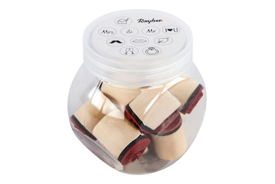 Image of Mini Holzstempel-Set Marry , 2cm ø, 2,5cm, Box 10Stück bei JUMBO
