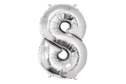 Image of Folienballon Zahl "8", silber, 96cm, SB- bei JUMBO