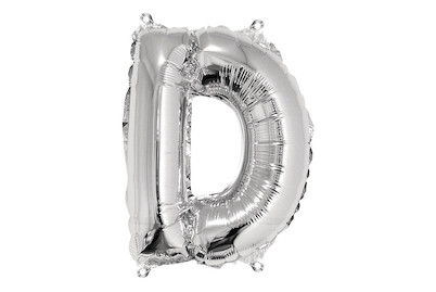 Image of Folienballon Buchstabe D, 40cm, SB-Btl 1Stück, silber bei JUMBO