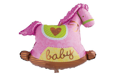 Image of Folienballon Schaukelpferd, 94cm ø, SB-Btl 1Stück, babyrosa bei JUMBO