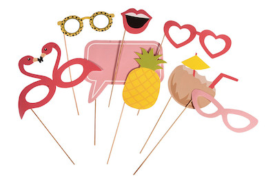 Image of Party Masken Tropical, mit Holzstab, SB-Btl 8Stück bei JUMBO